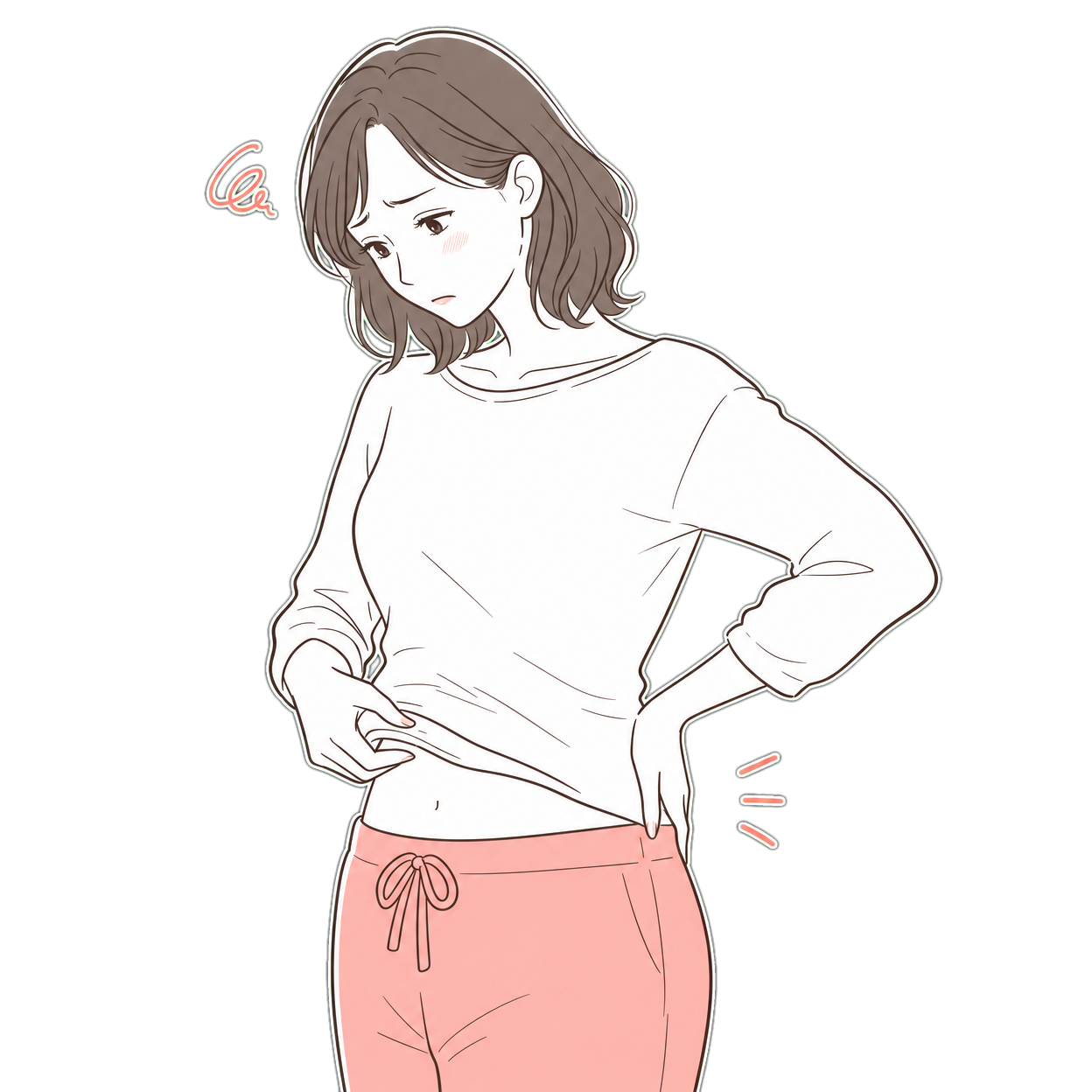 悩む女性のイラスト